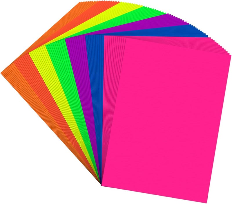 Magecubiku Colored Copy paper 8.5X11 Inches,140 Sheets 20 lb/80GSM 7 Colors Neon Fluorescent Letter Size Printer Multipurpose Paper for Office School Education Daily Printing,Document Copying,Study - Image 1